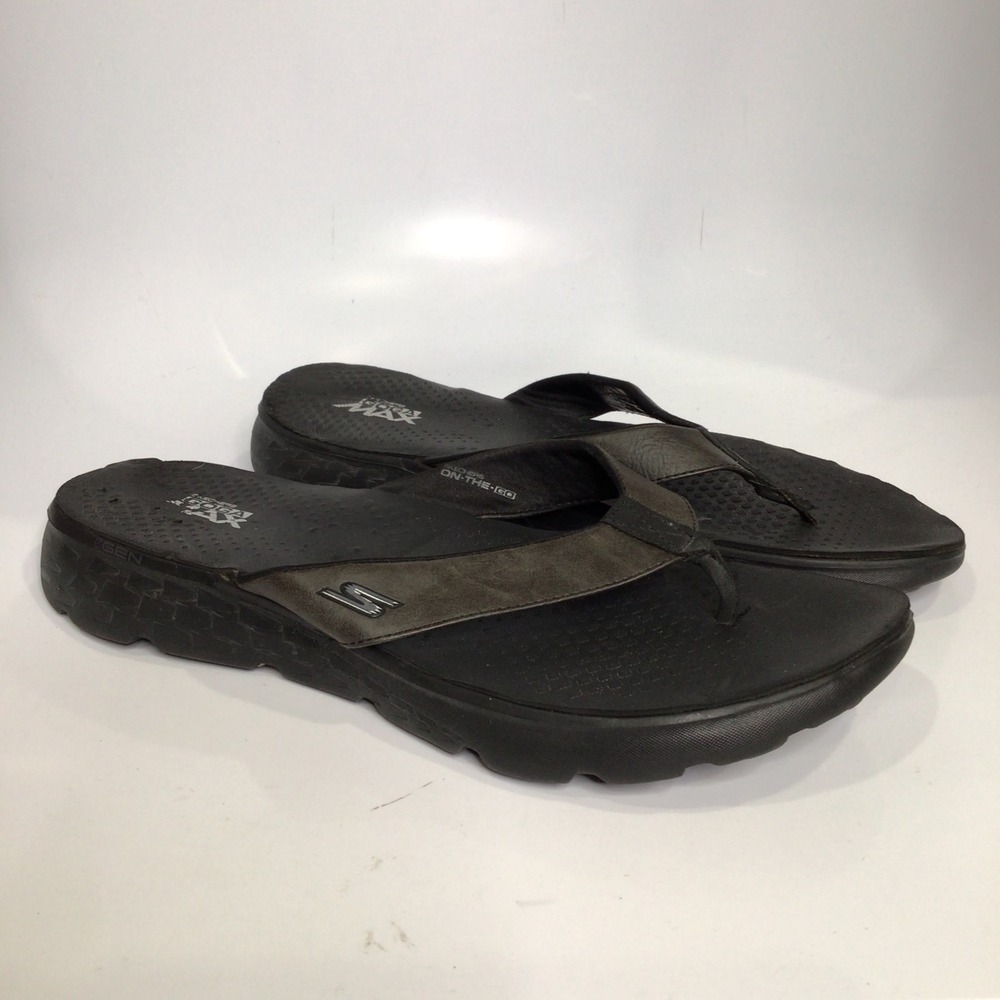 Skechers on the go‎ goga mat flip flops sandals black mens size 13 summer casual